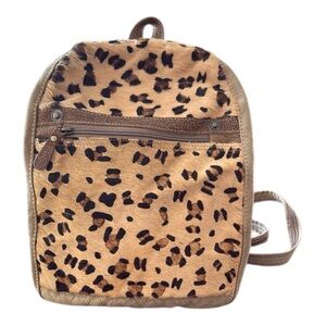 Myra Bag The Conplete Backpack In Brown Leopard Canvas And Hide